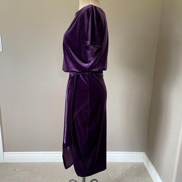 NWT Kensie Women's Boat Neck Velvet  Midi Dress, Purple (Eggplant), Size S - Picture 4 of 11